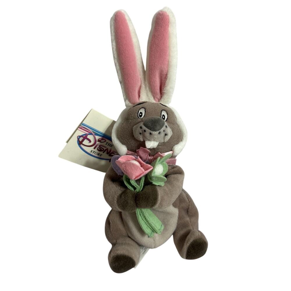 The Disney Store Mini Bean Bag Easter Bunny Gopher 7” Rabbit Stuffed Animal